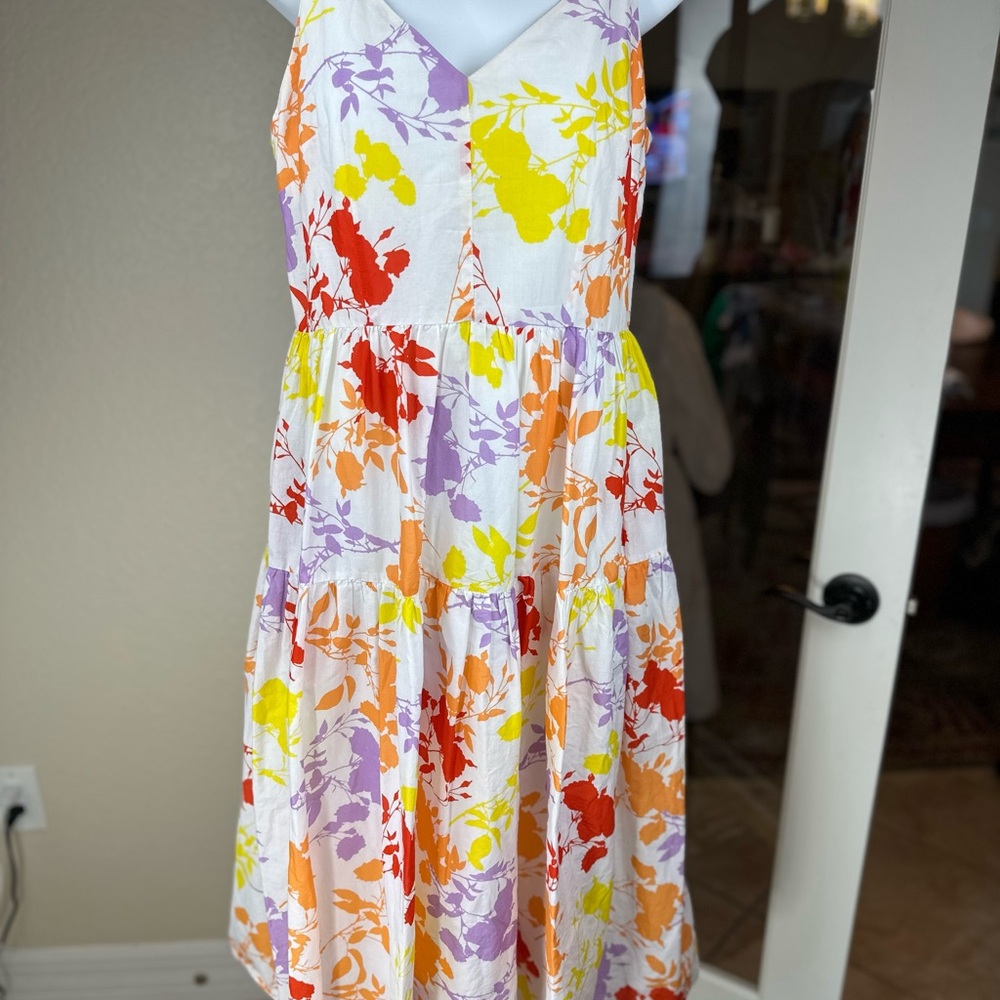 Peter Som size 0 RTR Yellow Red floral Sundress Spaghetti Strap Midi - Picture 8 of 15